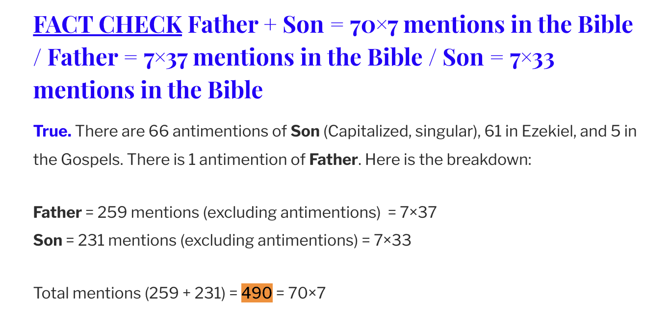 Father + Son = a total of 490 occurrences (excluding anti-mentions).