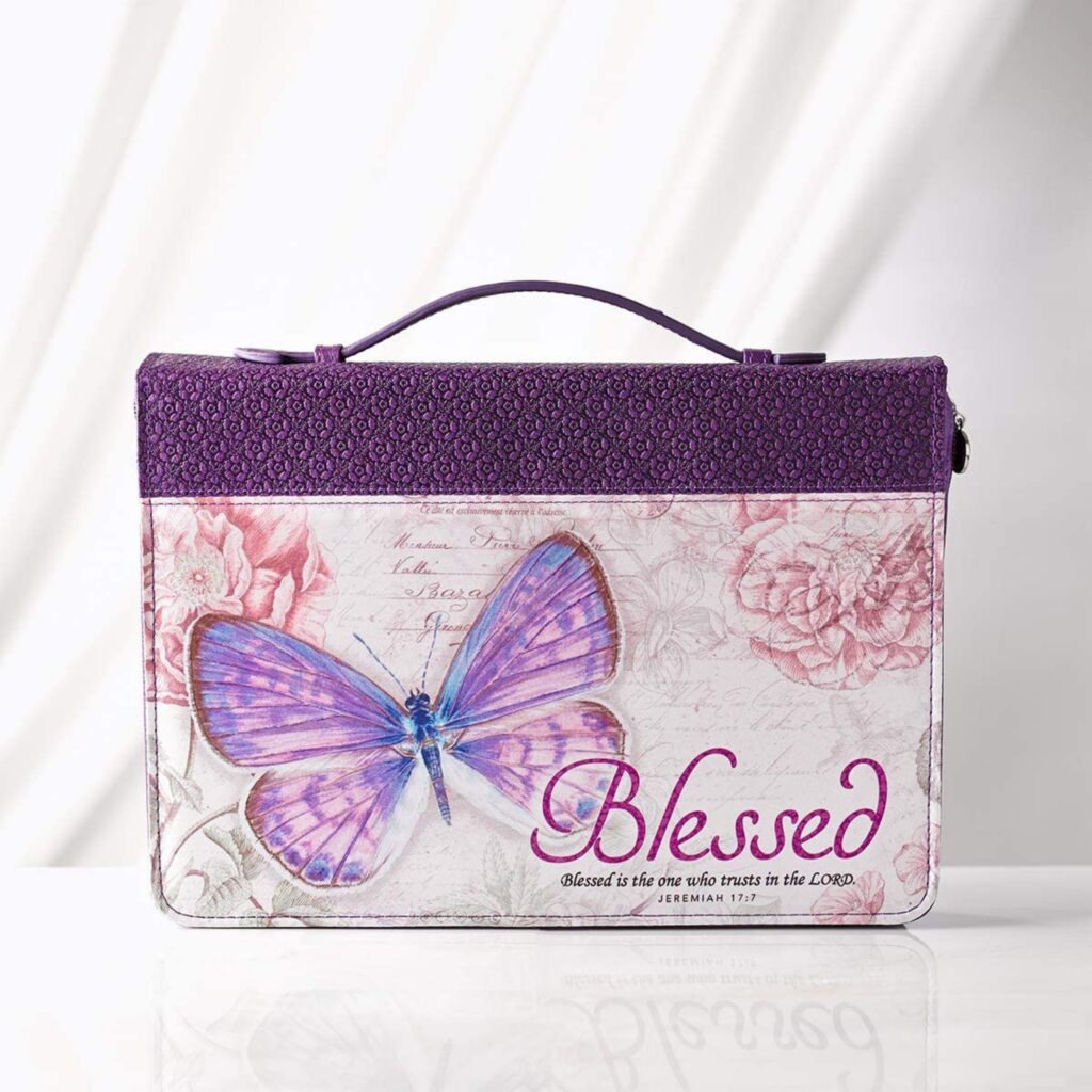 Purple Botanic Butterfly Blessings Fashion Bible Cover.