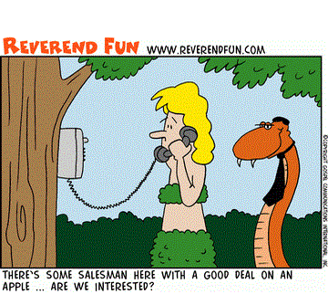 adam eve  phone apple cartoon.gif