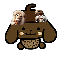 Chocolate Dog With White Chocolate Chip Cookies And White Lion Smaller.png