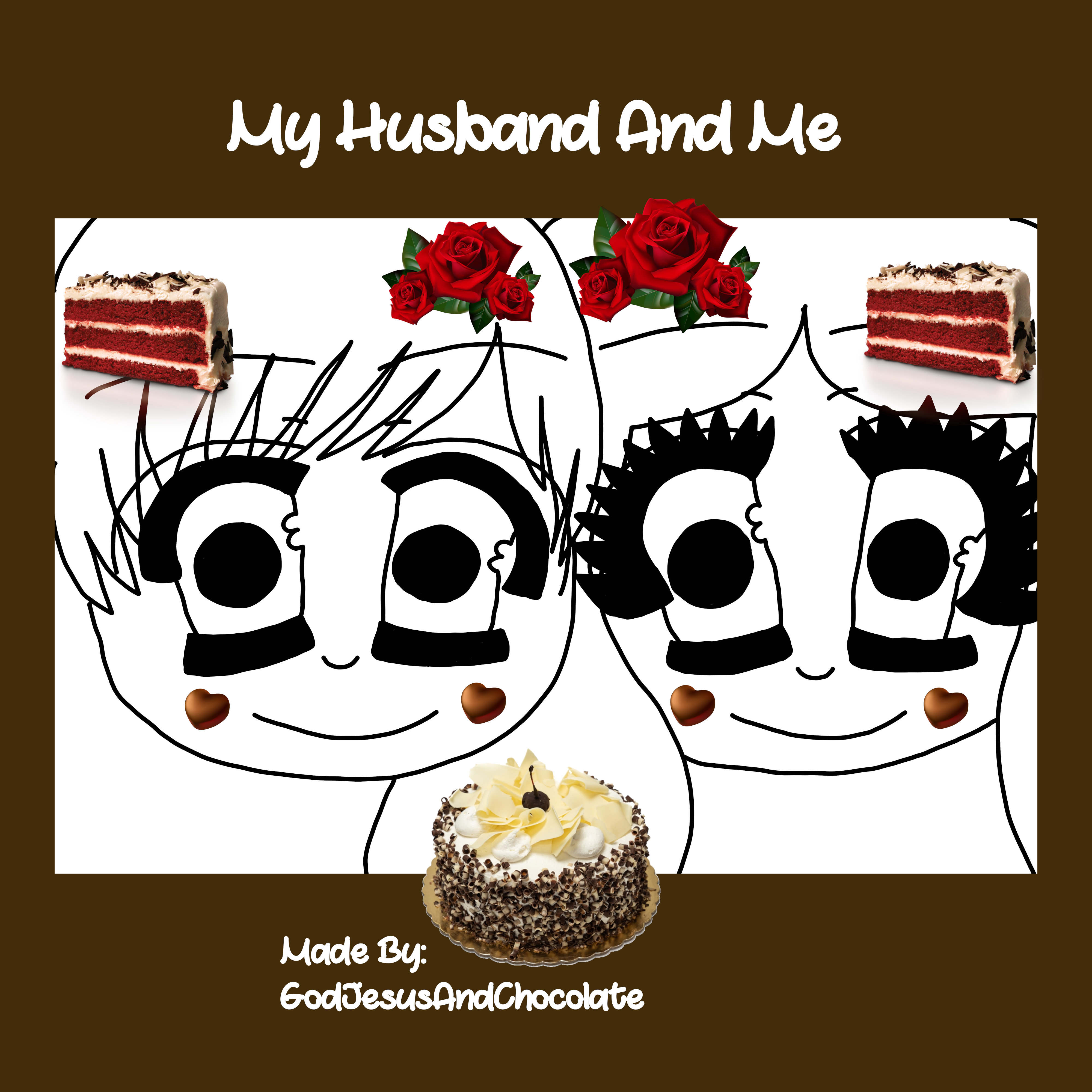My Husband And Me Digital Art Black Alienware Krita Gimp XP-Pen Red Velvet Cake Red Roses Blac...png