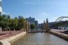 view of pittsburgh from atop the waterfall next to pnc park wide angle wm.jpg