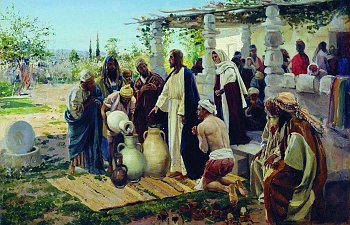 Jesus Turns Water Into Wine At The Wedding In Cana