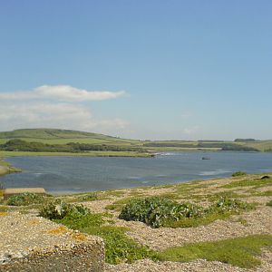 Looking over the Swannery from the beach