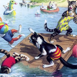 Cats go swimming