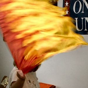 Me with Fire Flag at the Native American Service In Canada