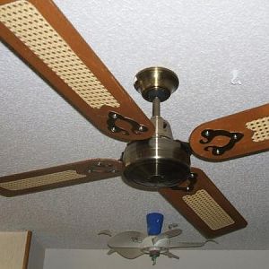 48" dark/cane/antique brass evergo spinner ceiling fan