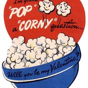 Valentine Card   popcorn and red heart