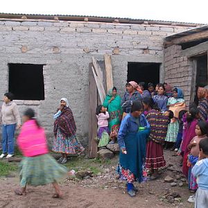 Gathering at their community center to greet us. Word is passed by foot, a child runs around to the other houses to inform the others of visitors. It's rare for them to have means of transportation, they usually walk, and for that these people have been called the fastest runners alive.