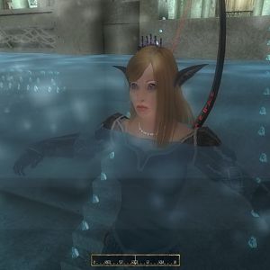 Antasha taking a bath in our modded house, Aranmathi. She's a Wolf Elf, and so pwetty!