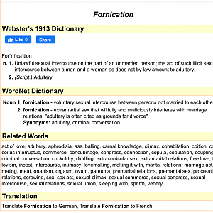 The Word Fornication at Websters Dictionary