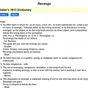 The word revenge according to Websters Dictionary