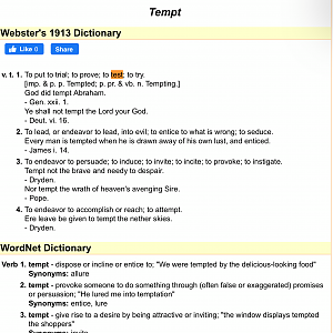 Tempt Definition at Webster's 1913 Dictionary