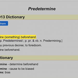 Predeterminism (Webster’s 1913 Dictionary)