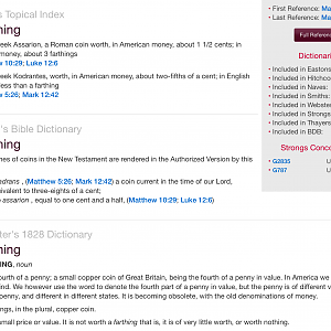 Definition on the Bible word “Farthing.”