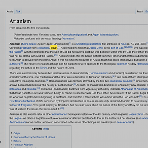 Wikipedia on the False Teaching of Arianism