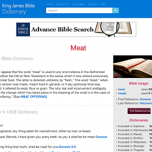 Meat - KingJamesBibleDictionary (Via the WayBack Machine)