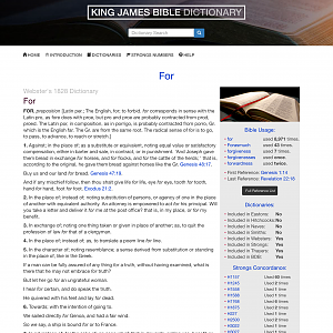 The word “for” at KingJamesBibleDictionary.com