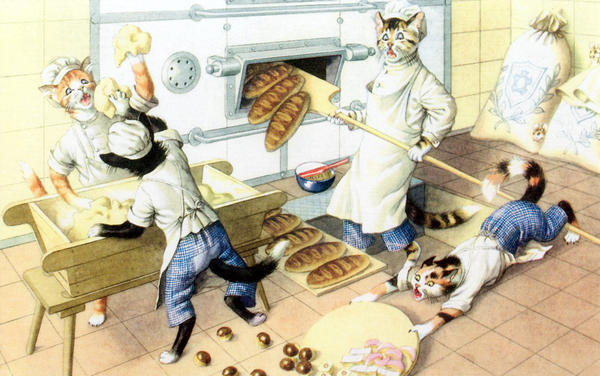 Cats bake bread