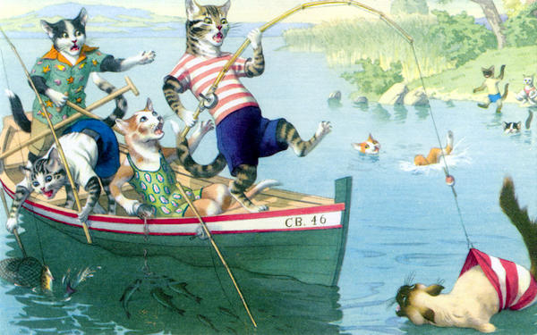 Cats go fishing