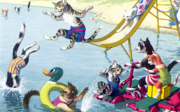 Cats go swimming