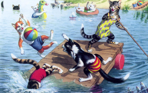 Cats go swimming