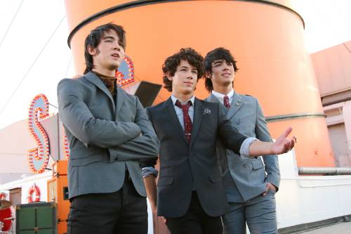 Jonas Brothers on the set of music video S.O.S