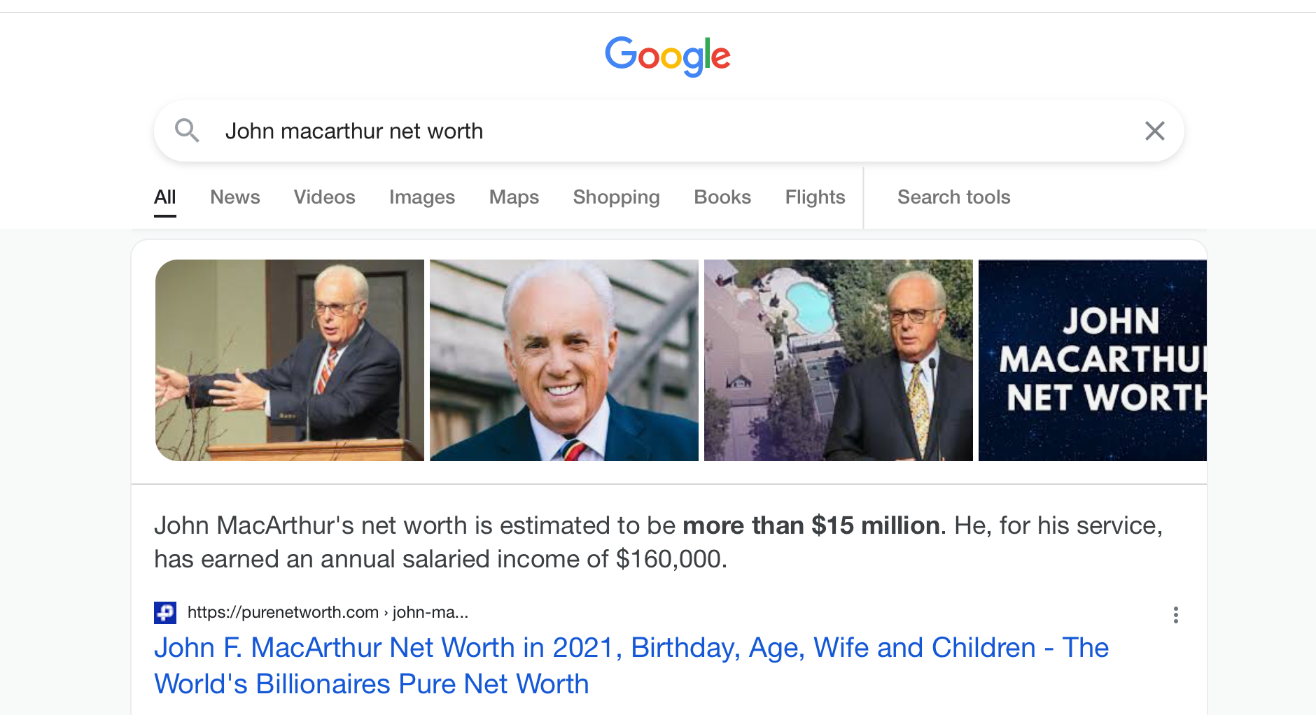 MacArthur's Networth