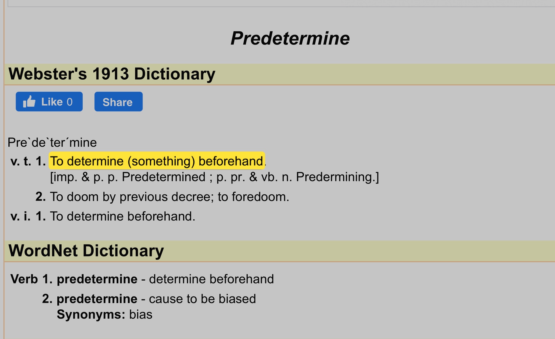 Predeterminism (Webster’s 1913 Dictionary)