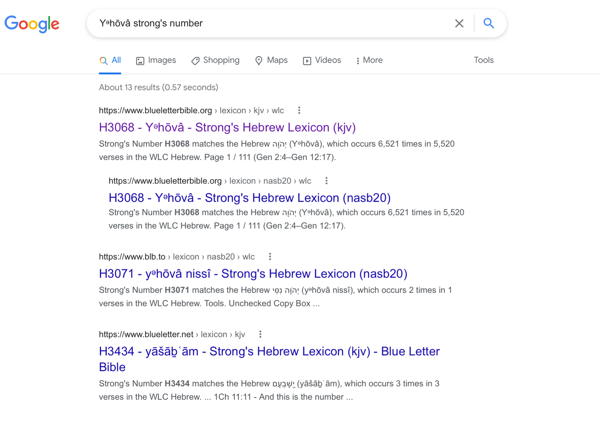 Strong’s Search using Google