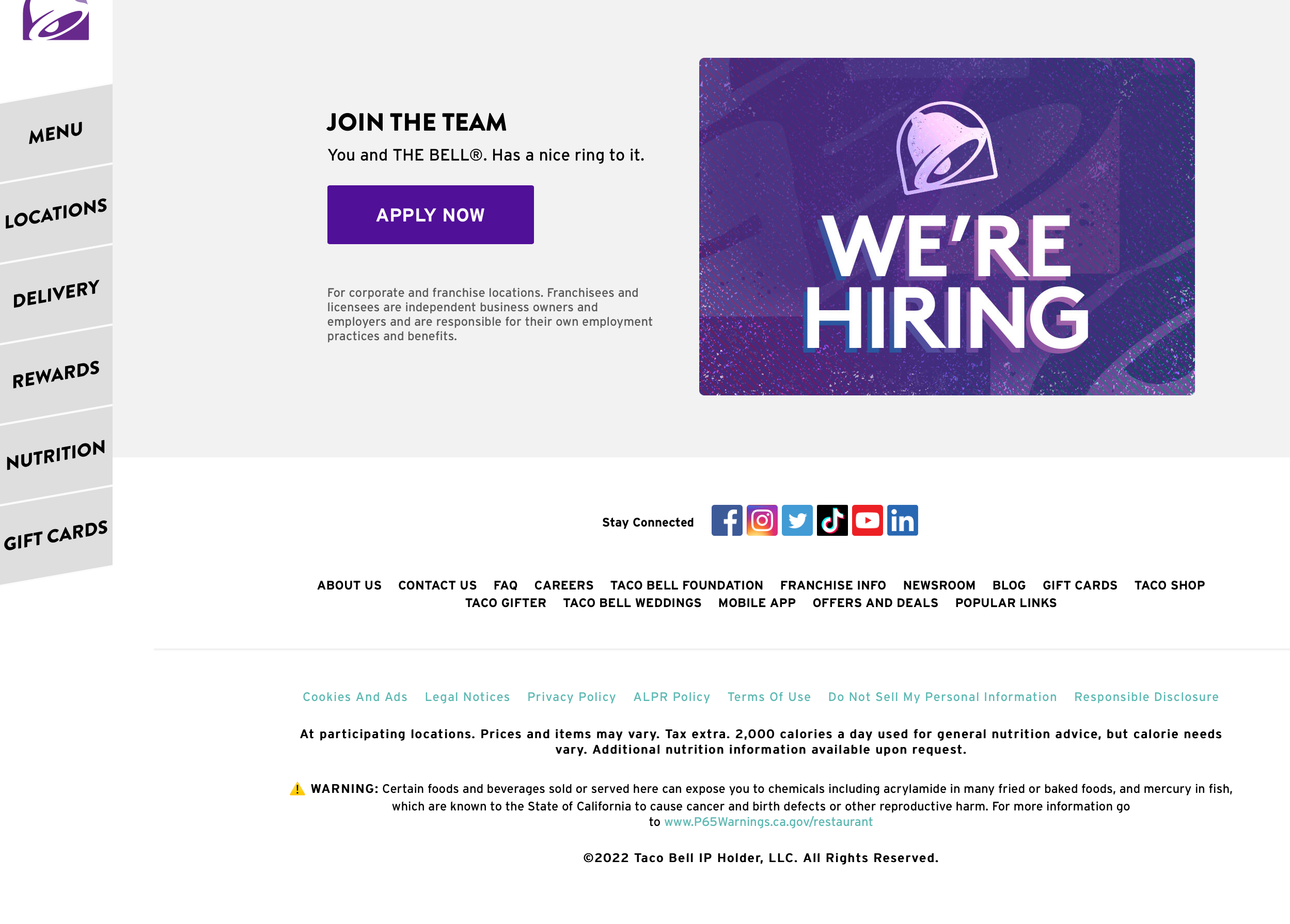 Taco Bell is bad news (Pay close attention to the words at the bottom of their website).