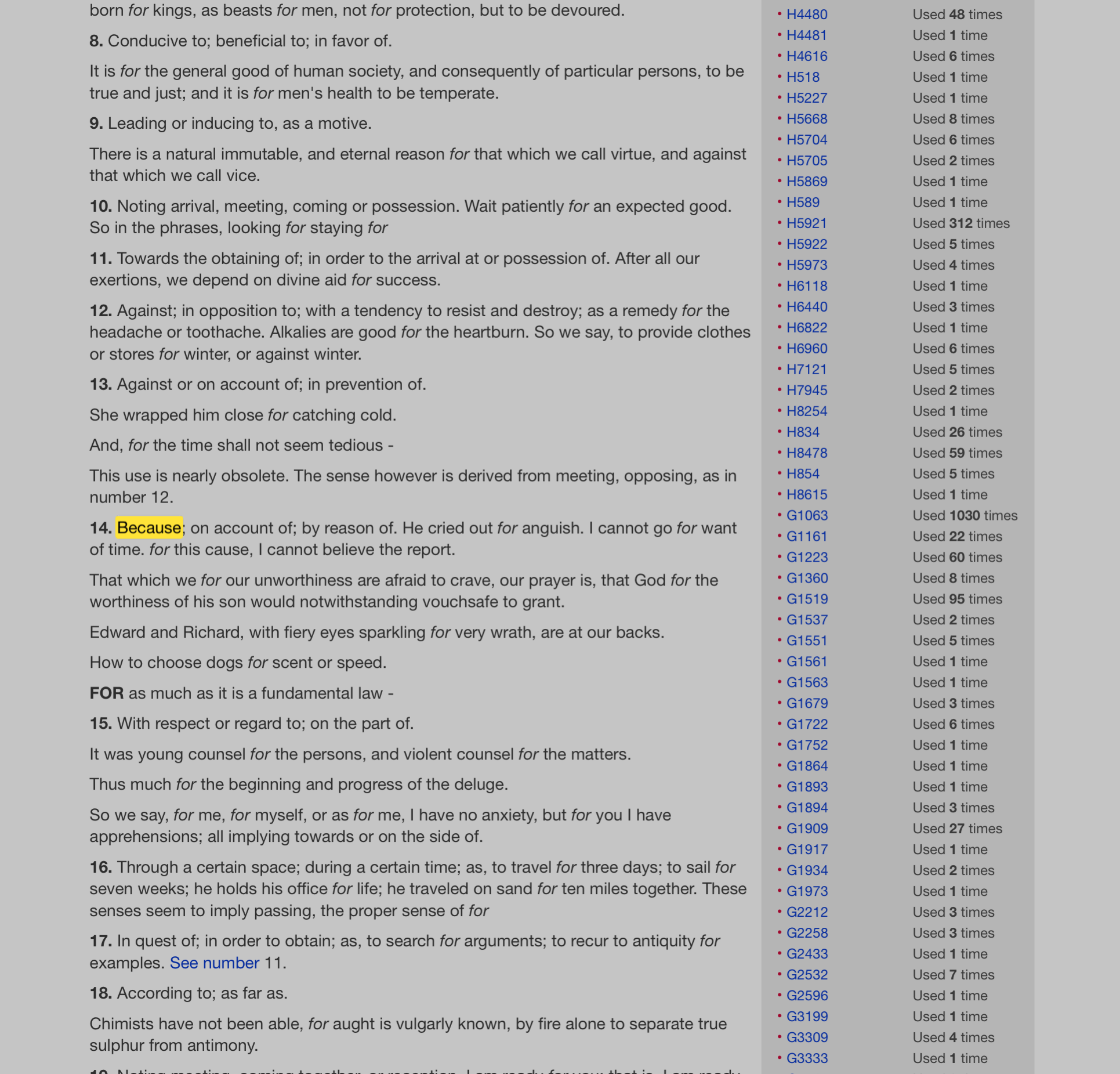 The word “for” at KingJamesBibleDictionary.com (Part 2)