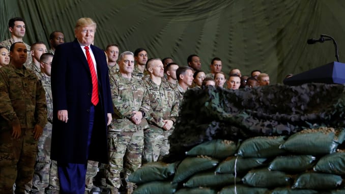 Trump Standing W Troops