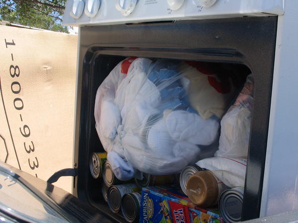 We even packed the inside of an oven we were taking down for a family that needed it.