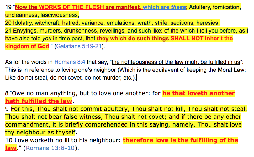 Works Of The Flesh & Fulfilling The Law
