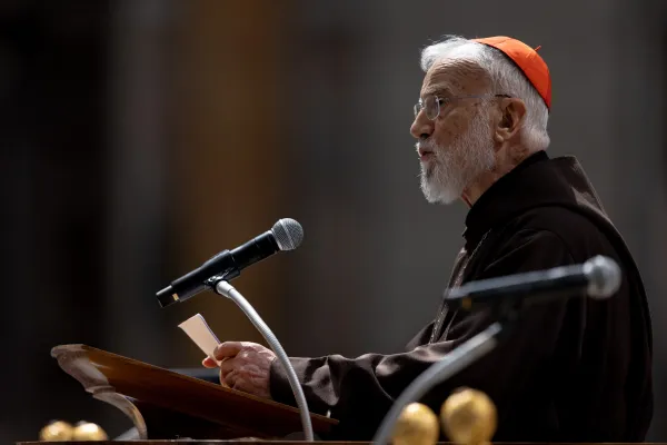 “Jesus did not come to retouch and perfect the idea that men had of him God, but, in a certain sense, to overturn it and reveal the true face of God,” Cardinal Raniero Cantalamessa, O.F.M. Cap. said during his homily at the Good Friday liturgy in St. Peter's Basilica in Rome. March 29, 2024. Credit: Daniel Ibañez/CNA