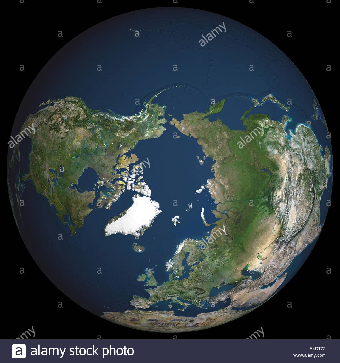 globe-north-pole-true-colour-satellite-image-cloudless-true-colour-E4DT72.jpg