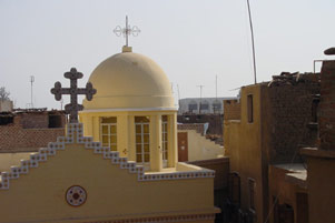 Crosses atop a church in Egypt.