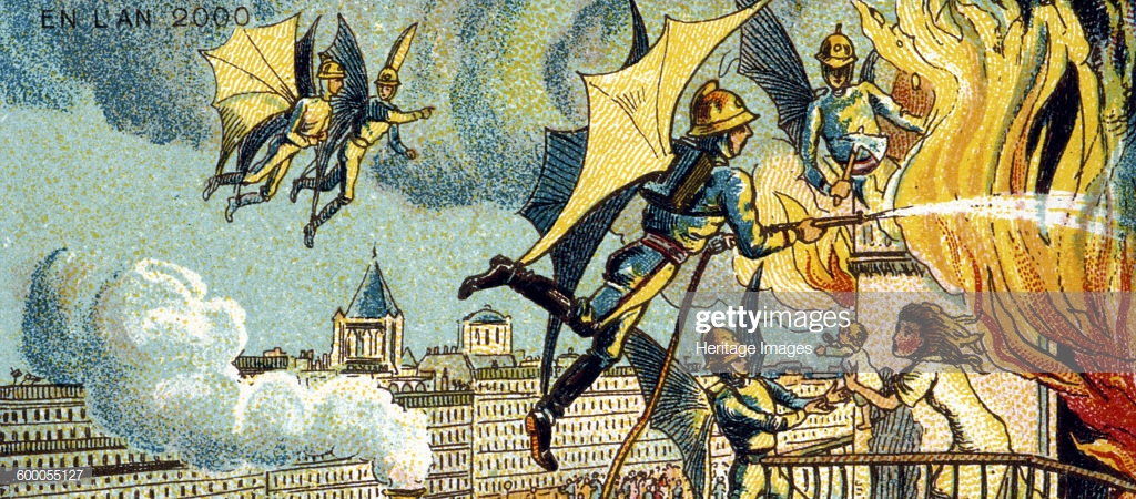 flying-fireman-from-the-series-visions-of-the-year-2000-1899-private-picture-id600055127